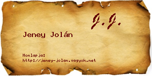 Jeney Jolán névjegykártya